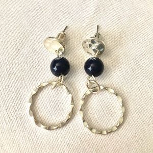 Vintage silver hoop beaded dangle earrings